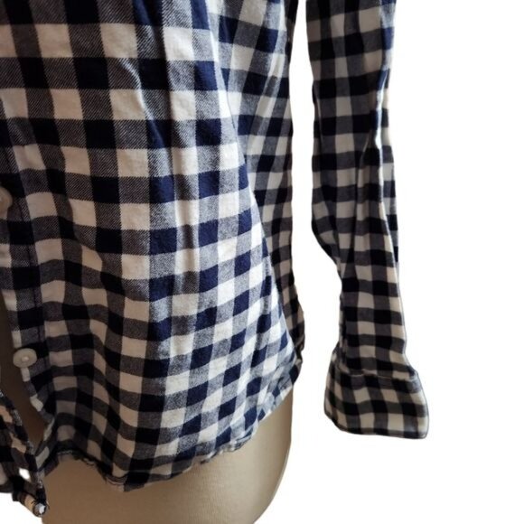 Tommy Hilfiger Medium Checkered Plaid Blue White Button Down Shirt - Picture 3 of 4